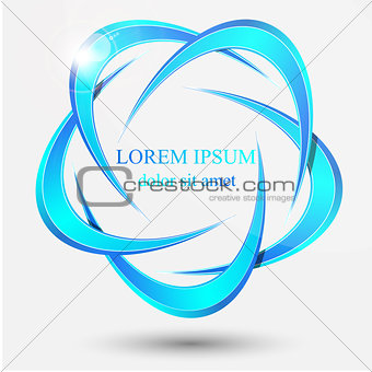 Abstract blue sphere swirl logo. 