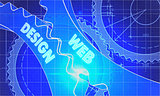 Web Design Concept. Blueprint of Gears.