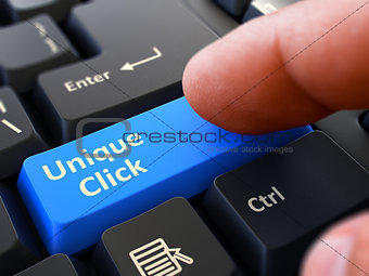 Finger Presses Blue Keyboard Button Unique Click.