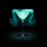 blue smoking cocktail glass