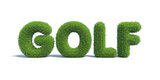 Symbols Golf made of green grass. 3d render