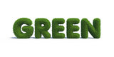 Symbols Green made of green grass. 3d render