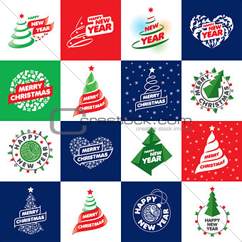set of logos for Christmas