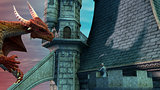 Dragon attacking the castle