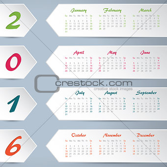 New calendar with white arrows for 2016