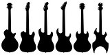 Black electric guitars silhouettes