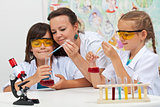 Chemical experiments in elementary school