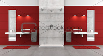 Minimalist bathroom with shower 