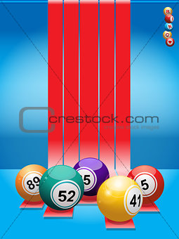 Bingo balls over red stripes