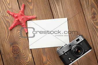 Travel and vacation photo frame, starfish and camera