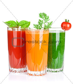 Fresh vegetable smoothie. Tomato, cucumber, carrot