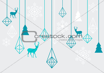 Geometric Christmas ornaments, vector