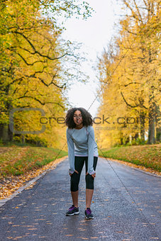 Mixed Race African American Girl Teenager Fitness Running