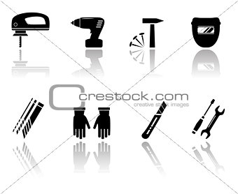 set of worker equipment icons