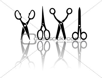 scissors with reflection silhouette