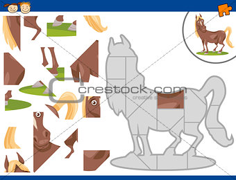 cartoon horse jigsaw puzzle task