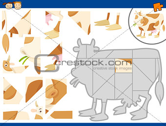 cartoon cow jigsaw puzzle task