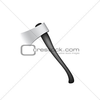 Old axe with wooden handle in black design