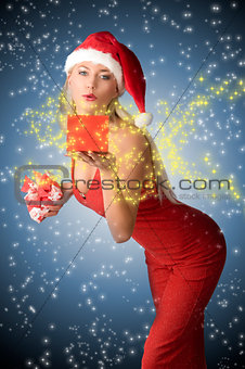 woman with christmas present 