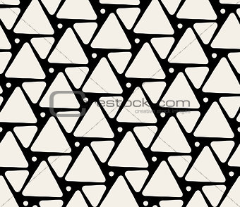 Vector Seamless Black And White Rounded Triangle Pattern