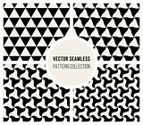 Vector Seamless Black & White Triangle Rounded Pattern