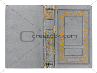 old grungy deployed gray book cover isolated white background