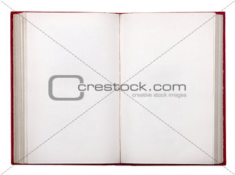 old open book on white background isolation