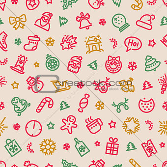 Christmas Symbols Seamless Pattern Colorful