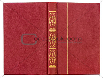 Red leather book cover isolated on white background