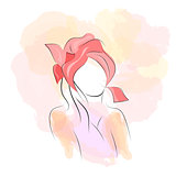 Silhouette woman in red turban