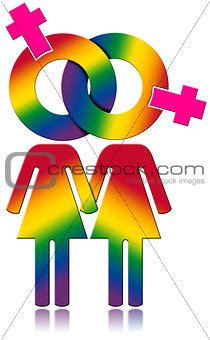 Lesbians Relationship - Rainbow Colored Symbol