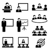 Business presentation and meeting icons