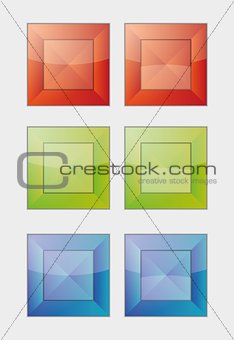 six color square badges or buttons