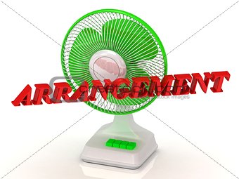 ARRANGEMENT- Green Fan and bright color letters on 