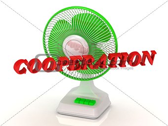 COOPERATION- Green Fan propeller and bright color letters 
