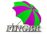 FINGER- inscription of silver letters and umbrella 