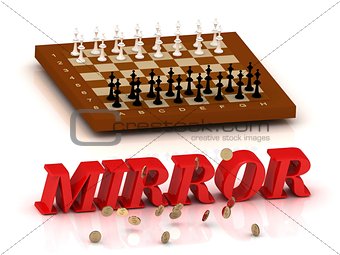 MIRROR- inscription of color letters and chess on 