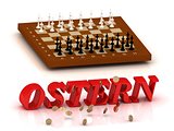 OSTERN- inscription of color letters and chess on 