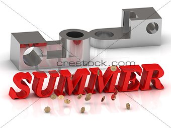 SUMMER- inscription of red letters and silver details 