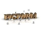 VICTORIA- inscription of gold letters on white background