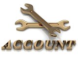 ACCOUNT- inscription of metal letters and 2 keys
