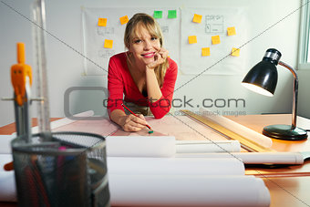 Portrait Of Architect College Student With Project Smiling At 
