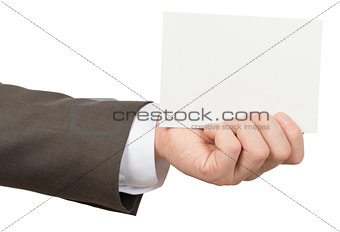 Businessman holding empty card