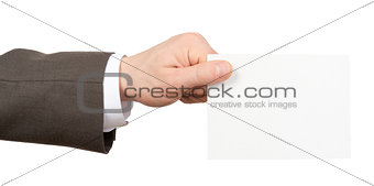 Businessman holding empty paper