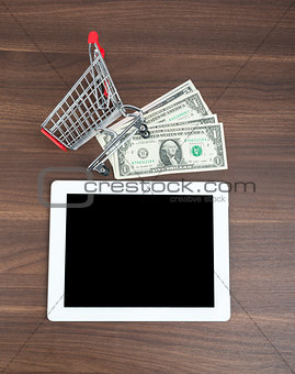 Tablet with shopping cart