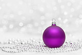 Purple Christmas ball with metallic beads