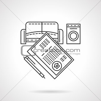 List of rent objects flat line vector icon