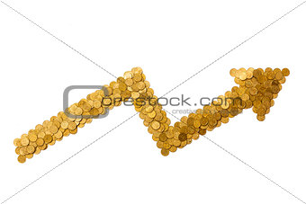 arrow showing profit made of golden coins