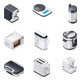 Household appliances detailed isometric icons set, part 2