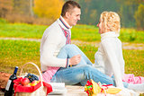 girl and her boyfriend at a picnic have fun weekend